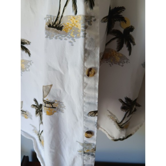Michael Austin Mens Hawaiian Shirt XL Cotton Short Sleeve Pam Trees Cream - Picture 5 of 15